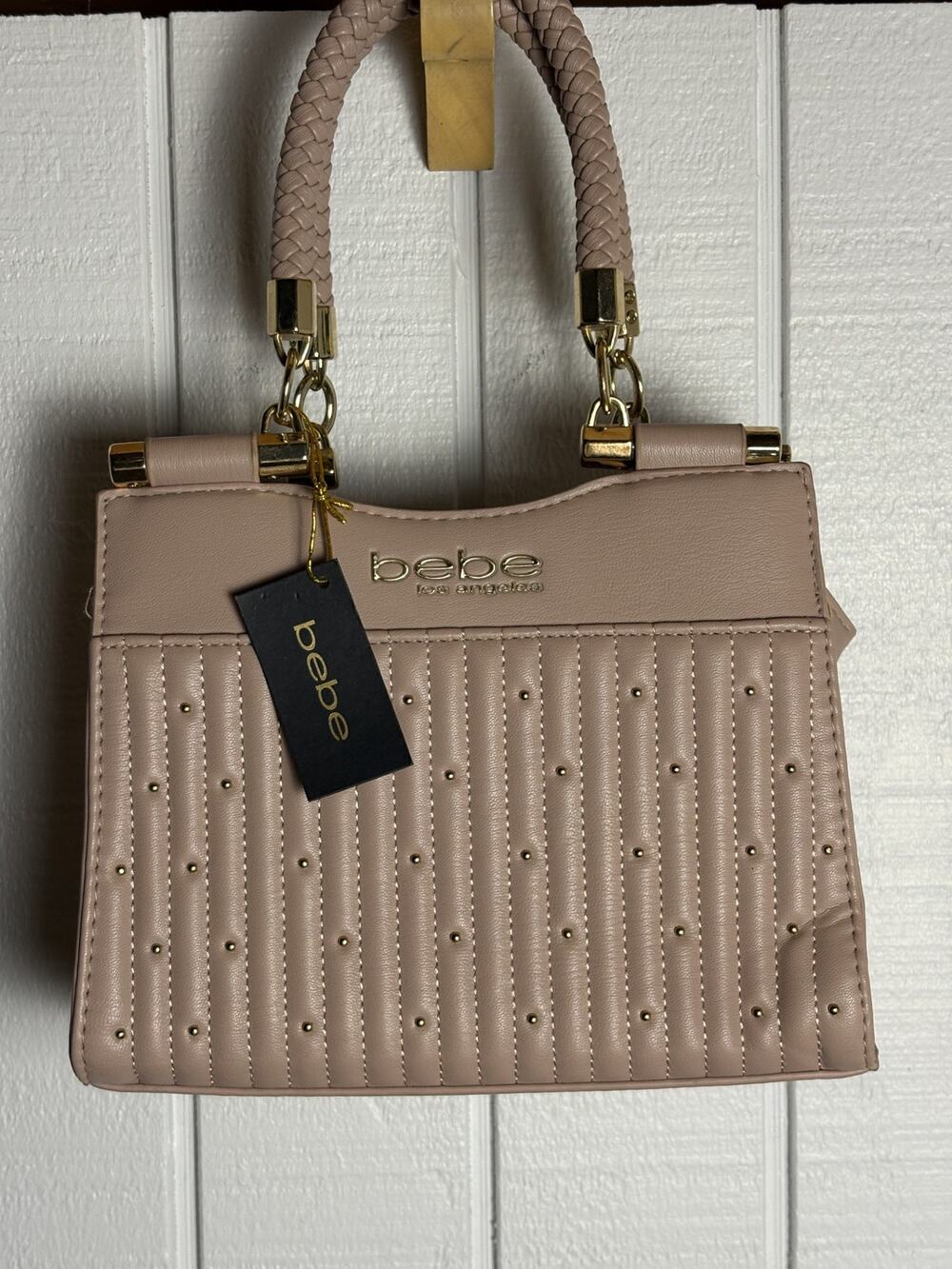 bebe Aliah Stud Micro Shopper Crossbody Mauve NWT Braided Y2K Bag $99